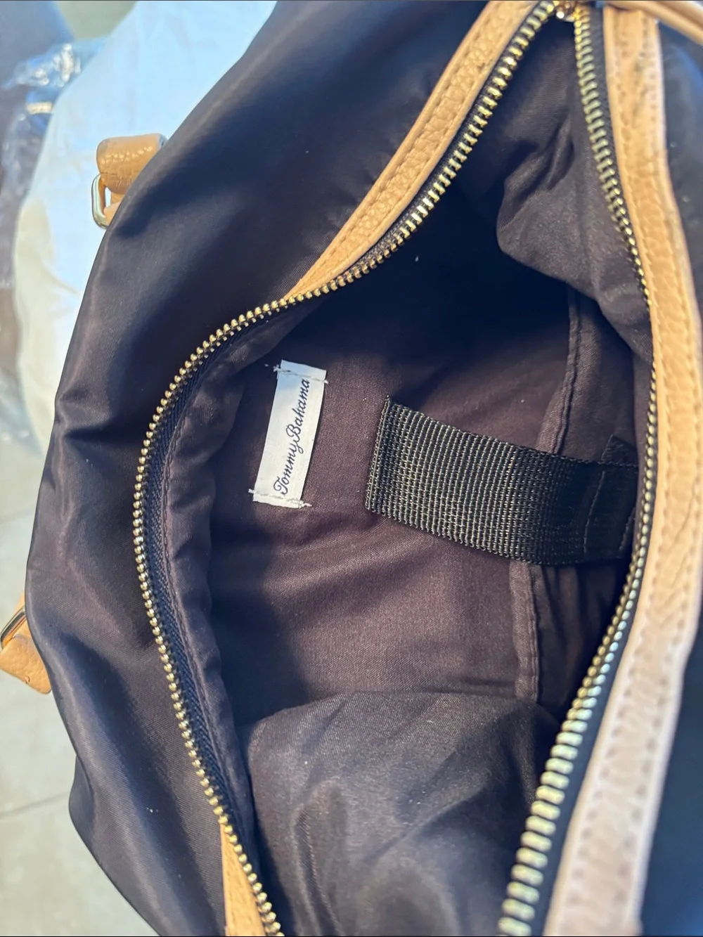 Tommy Bahama Black Backpack with Cream accents